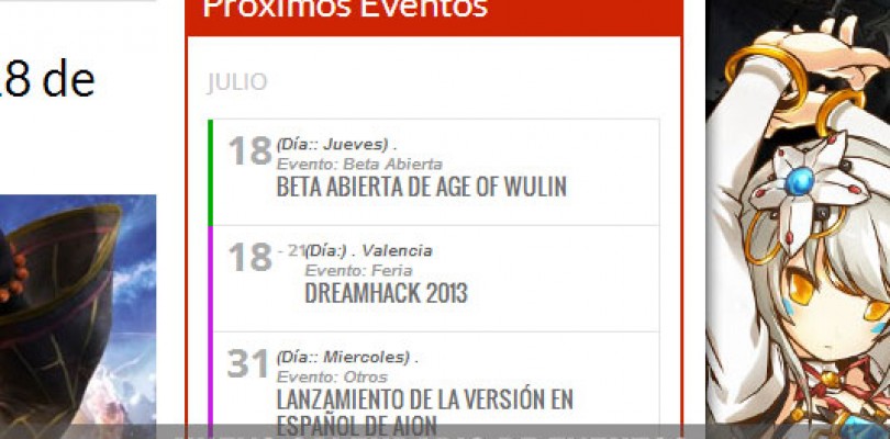 ZonaMMORPG: Añadimos un calendario con los próximos eventos
