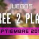 Lanzamientos Free-to-Play septiembre de 2016