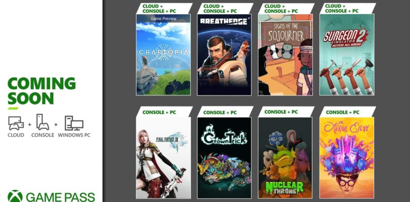 En septiembre llegan al Xbox Game Pass: Final Fantasy XIII, Craftopia, Breathedge y otros…